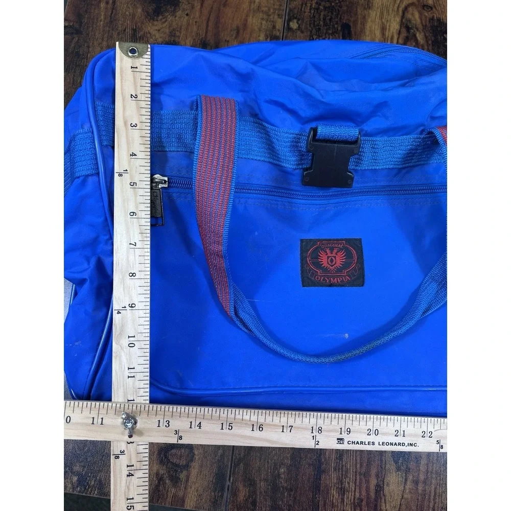Vintage Olympia Traveler's Friend Blue Vinyl Travel Rolling Bag Expandable 90's